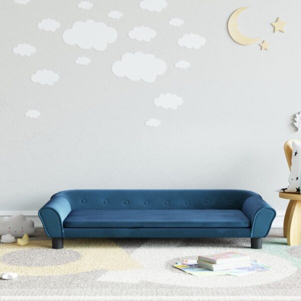 Provira Kinderbank 100x50x26 cm fluweel blauw