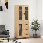 Provira Hoge kast 69,5x34x180 cm bewerkt hout sonoma eikenkleurig