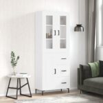 Provira Hoge kast 69,5x34x180 cm bewerkt hout wit