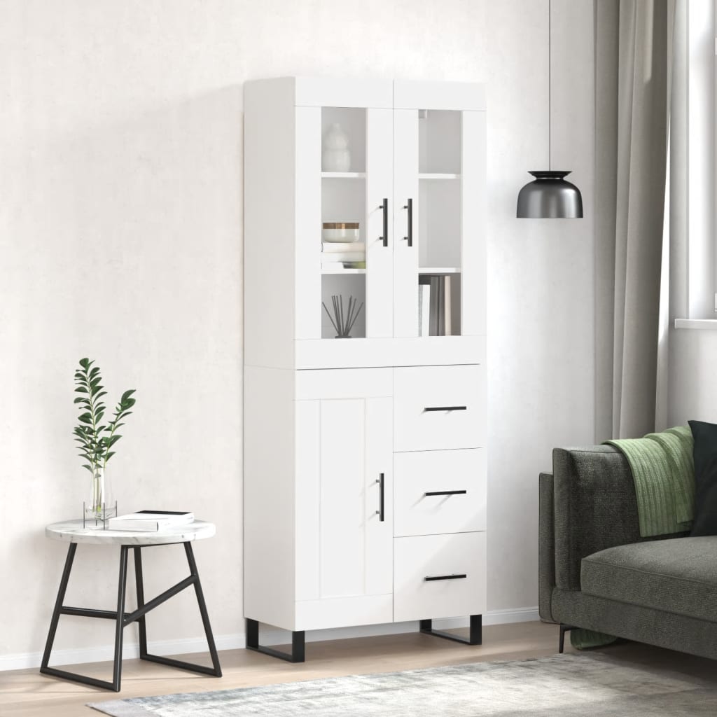 8720845481056_m_en_hd_1 Provira Hoge kast 69,5x34x180 cm bewerkt hout hoogglans wit - Image 1