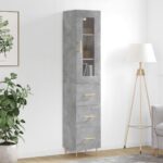Provira Hoge kast 34,5x34x180 cm bewerkt hout betongrijs