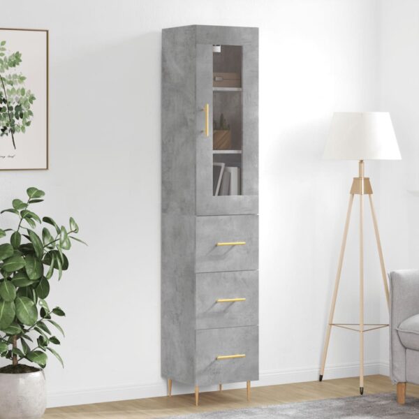 Provira Hoge kast 34,5x34x180 cm bewerkt hout betongrijs