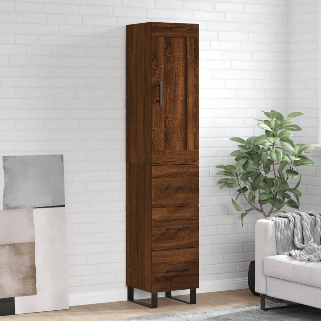 8720845496463_m_en_hd_1 Provira Hoge kast 34,5x34x180 cm bewerkt hout bruin eikenkleur - Image 1