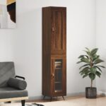 Provira Hoge kast 34,5x34x180 cm bewerkt hout bruin eikenkleur