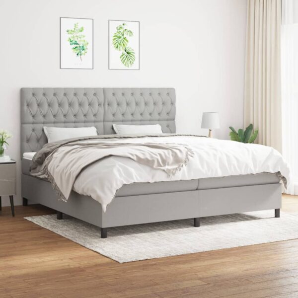 Provira Boxspring met matras stof lichtgrijs 200x200 cm