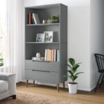 Provira Boekenkast MOLDE 85x35x170,5 cm massief grenenhout grijs