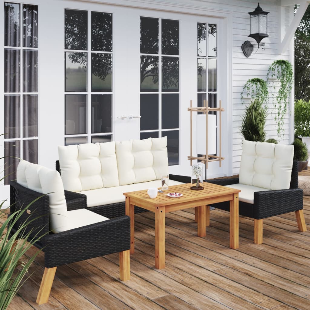 8720845638962_m_en_hd_1 Provira 4-delige Loungeset met kussens poly rattan en massief hout - Image 1