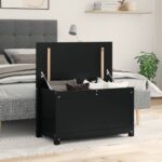Provira Opbergbox zwart 80x40x45,5 cm massief grenenhout