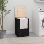 Provira Wasmand 44x44x66 cm massief grenenhout zwart