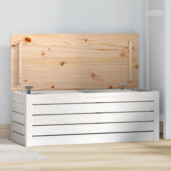 Provira Opbergbox wit 89x36,5x33 cm massief grenenhout