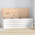 Provira Opbergbox wit 109x36,5x33 cm massief grenenhout