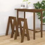 Provira Krukken 2 st 40x40x75 cm massief grenenhout honingbruin