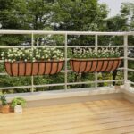 Provira Wandbakken 2 st met kokosvezel 61x19x16 cm staal zwart