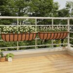 Provira Muurbakken 2 st met kokosvezel 91x20x23 cm staal zwart