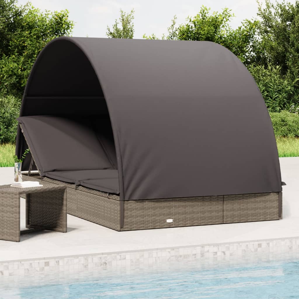 8720845670863_m_en_hd_1 Provira Ligbed 2-persoons met rond dak 211x112x140 cm poly rattan grijs - Image 1