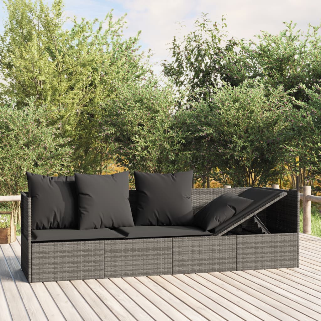 8720845671273_m_en_hd_1 Provira Loungebed met kussens poly rattan grijs - Image 1