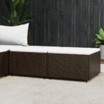 Provira Voetensteunen 2 st met kussens poly rattan bruin