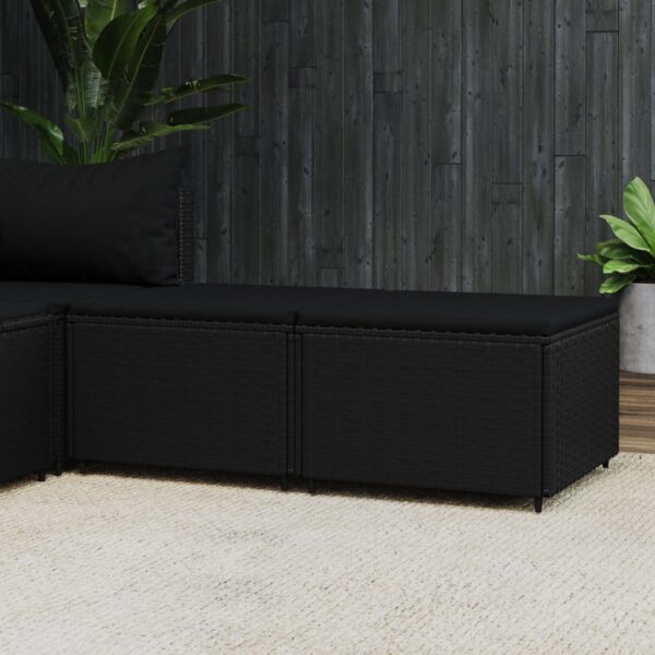 Provira Voetensteunen 2 st met kussens poly rattan zwart