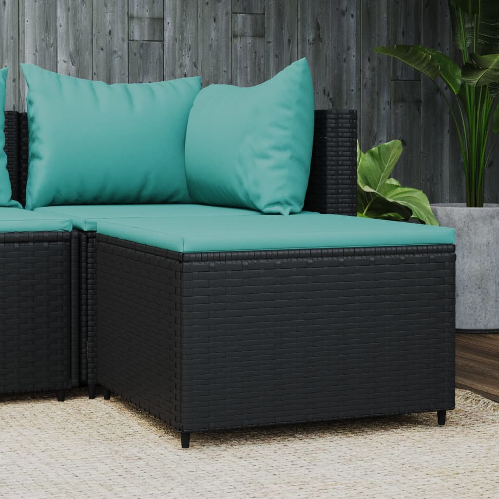 8720845673048_m_en_hd_1 Provira Voetensteun met kussen poly rattan zwart - Image 1