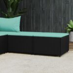 Provira Voetensteunen 2 st met kussens poly rattan zwart