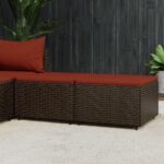 Provira Voetensteunen 2 st met kussens poly rattan bruin