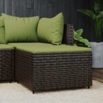 Provira Voetensteun met kussen poly rattan bruin