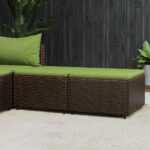 Provira Voetensteunen 2 st met kussens poly rattan bruin