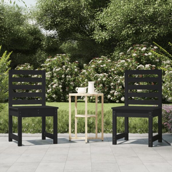 Provira Tuinstoelen 2 st 50x48x91,5 cm massief grenenhout zwart
