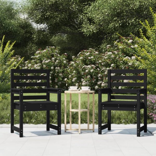 Provira Tuinstoelen 2 st 60x48x91 cm massief grenenhout zwart