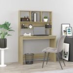 Provira Bureau met schappen 102x45x148 bewerkt hout sonoma eikenkleur