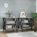 Provira Bijzettafels 2 st 40x42x50 cm bewerkt hout sonoma eikenkleurig