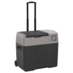 Provira Koelbox met wielen en handvat 40 L polypropeen zwart en grijs