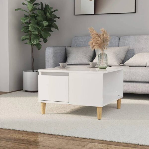 Provira Salontafel 55x55x36,5 cm bewerkt hout hoogglans wit