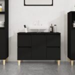 Provira Wastafelkast 80x33x60 cm bewerkt hout zwart
