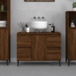 Provira Wastafelkast 80x33x60 cm bewerkt hout bruin eikenkleur