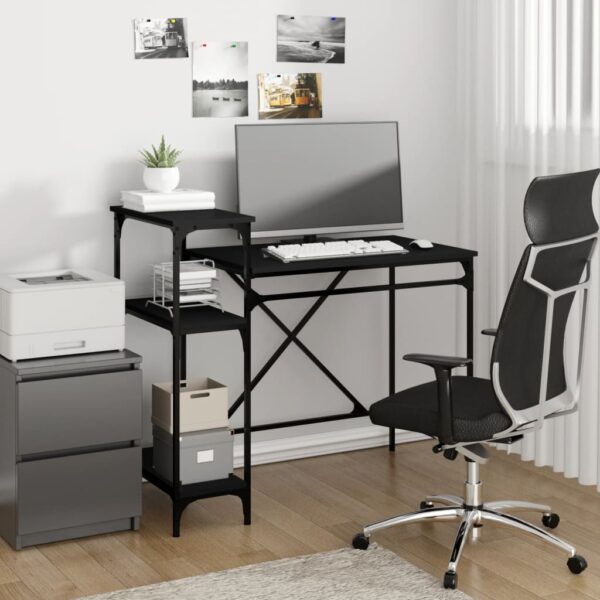 Provira Bureau met schappen 105x50x90 cm bewerkt hout en ijzer zwart