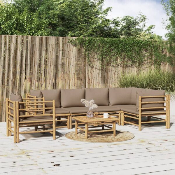 Provira 7-delige Loungeset met kussens bamboe taupe
