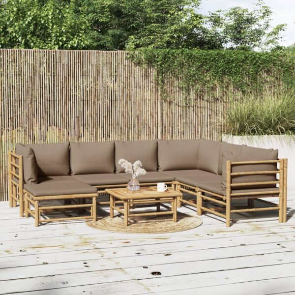 Provira 8-delige Loungeset met kussens bamboe taupe