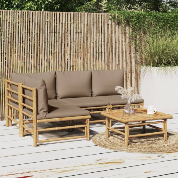 Provira 5-delige Loungeset met kussens bamboe taupe