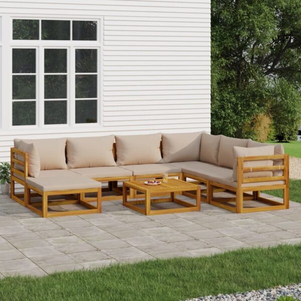 Provira 8-delige Loungeset met kussens massief hout taupe