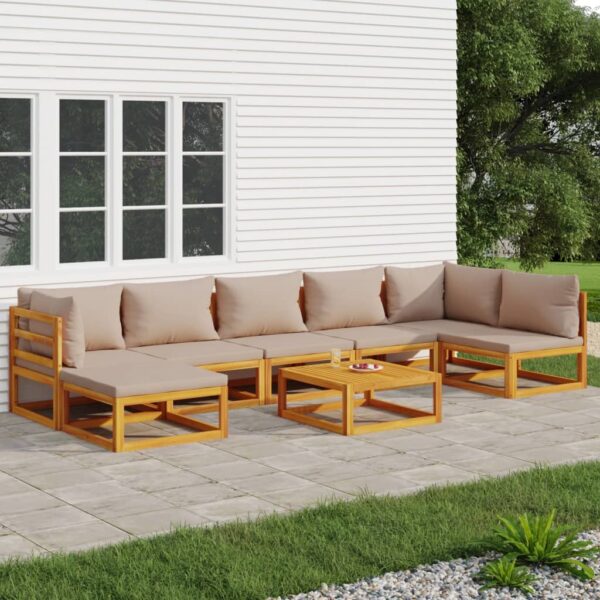 Provira 8-delige Loungeset met taupe kussens massief hout