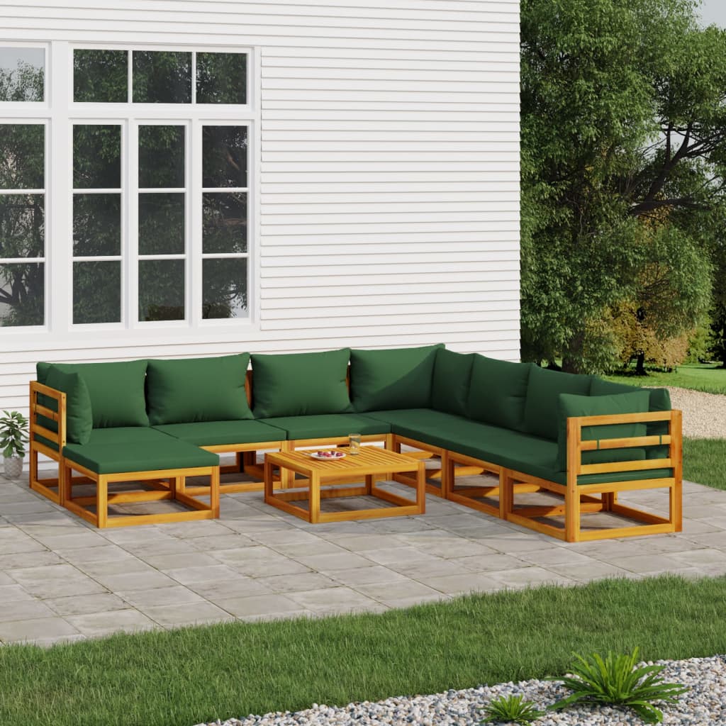 8720845746551_m_en_hd_1 Provira 9-delige Loungeset met groene kussens massief hout - Image 1