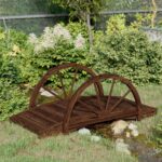 Provira Tuinbrug met half wiel 99x50x38 cm massief vurenhout