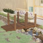 Provira Tuinbrug met kettingrails 150x67x56 cm massief vurenhout