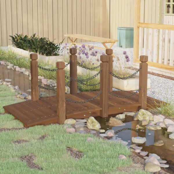 Provira Tuinbrug met kettingrails 150x67x56 cm massief vurenhout