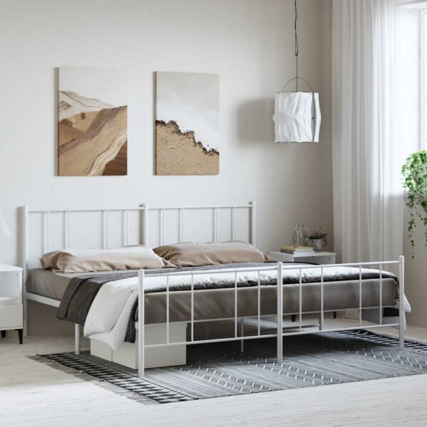 Provira Bedframe met hoofd- en voeteneinde metaal wit 183x213 cm