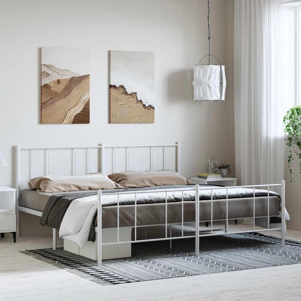 8720845789251_m_en_hd_1 Provira Bedframe met hoofd- en voeteneinde metaal wit 183x213 cm - Image 1
