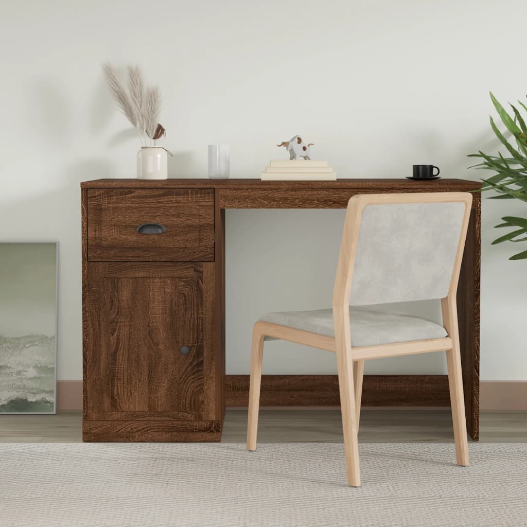 8720845793692_m_en_hd_1 Provira Bureau met lade 115x50x75 cm bewerkt hout bruin eikenkleur - Image 1