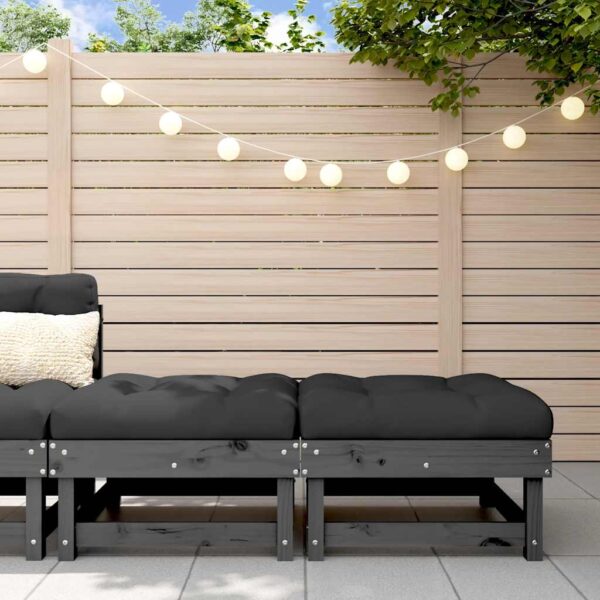 Provira Tuinvoetenbanken met kussens 2 st massief grenenhout grijs