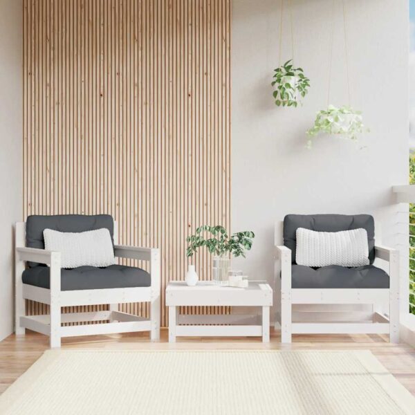 Provira Tuinstoelen met kussens 2 st massief grenenhout wit